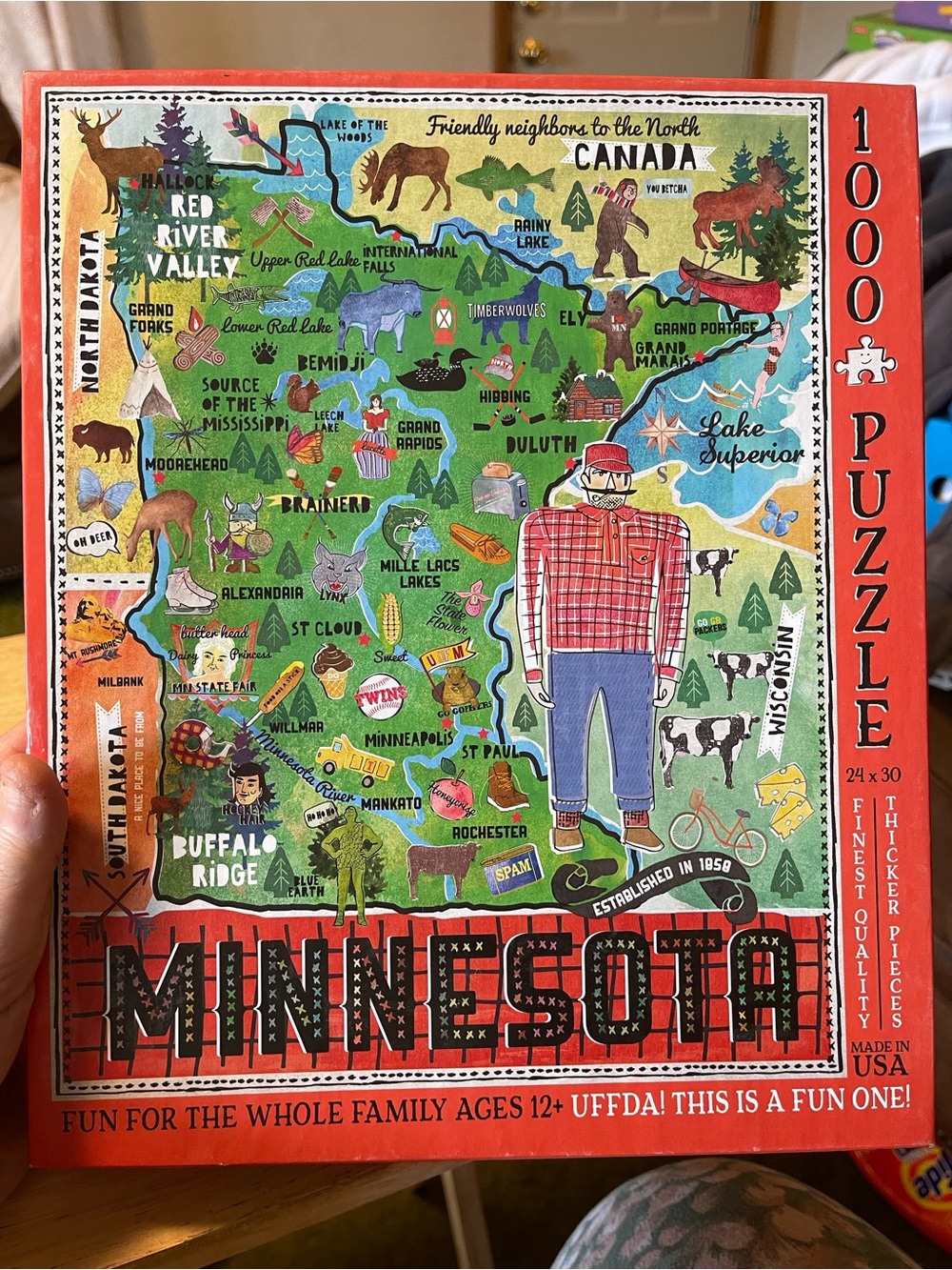 Buffalo Games Minnesota Map 1000 Piece Jigsaw Puzzle 24x30 Interlocking